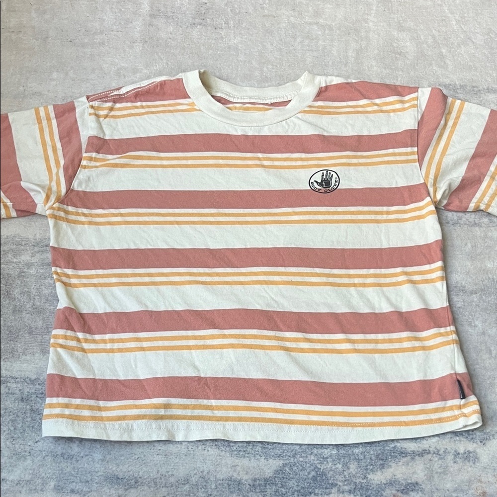 (024)Body Glove Striped Tee in Pink and Yellow